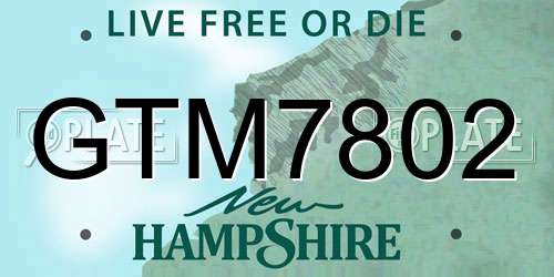 GTM7802 New Hampshire License Plate