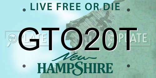 GTO20T New Hampshire License Plate