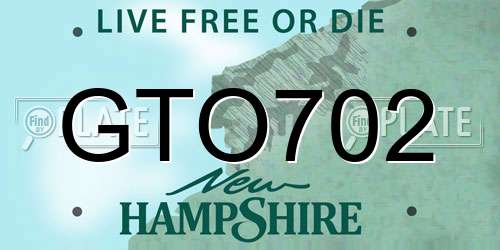 GTO702 New Hampshire License Plate