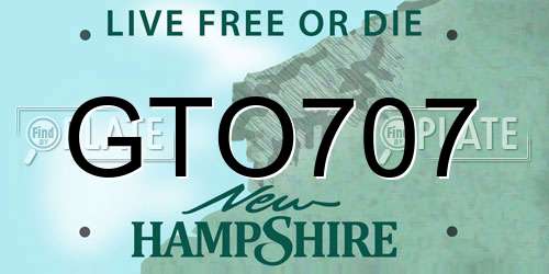 GTO707 New Hampshire License Plate