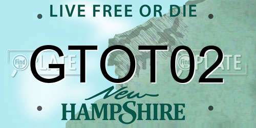 GTOT02 New Hampshire License Plate