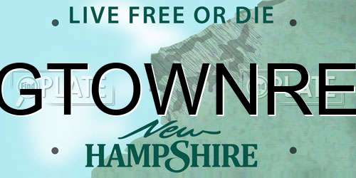 GTOWNRE New Hampshire License Plate
