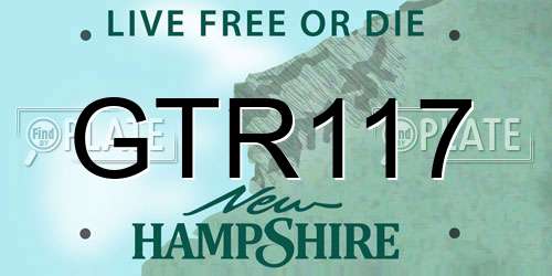 GTR117 New Hampshire License Plate