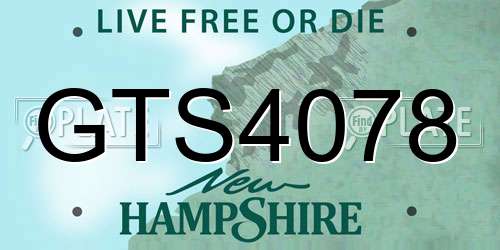 GTS4078 New Hampshire License Plate