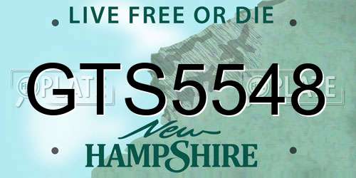 GTS5548 New Hampshire License Plate