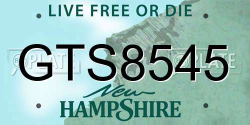 GTS8545 New Hampshire License Plate