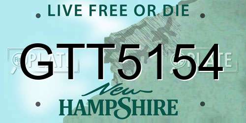 GTT5154 New Hampshire License Plate