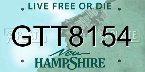 GTT8154 New Hampshire License Plate