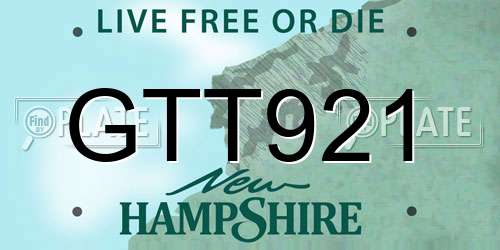 GTT921 New Hampshire License Plate