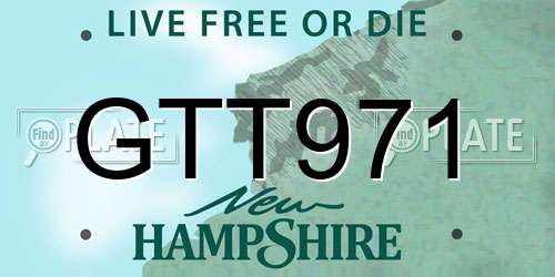 GTT971 New Hampshire License Plate