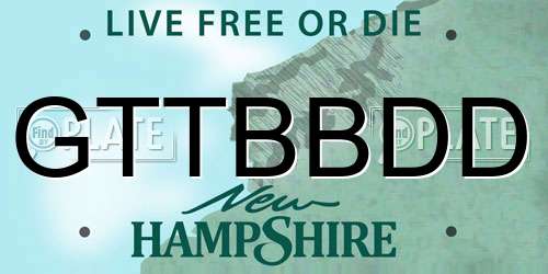 GTTBBDD New Hampshire License Plate