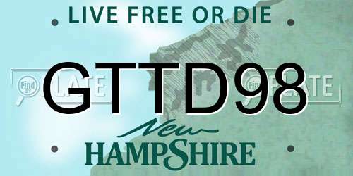 GTTD98 New Hampshire License Plate