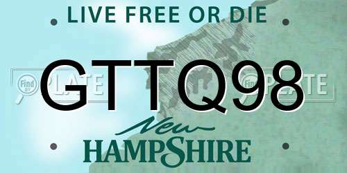 GTTQ98 New Hampshire License Plate