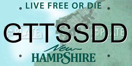 GTTSSDD New Hampshire License Plate