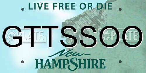 GTTSSOO New Hampshire License Plate
