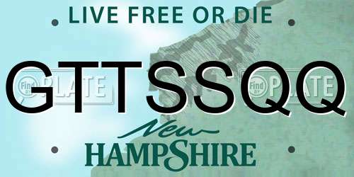 GTTSSQQ New Hampshire License Plate