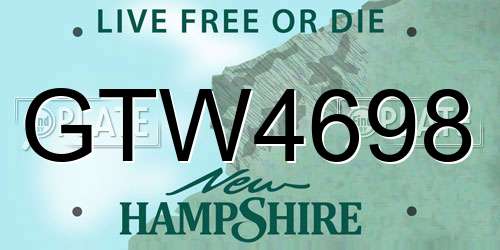 GTW4698 New Hampshire License Plate
