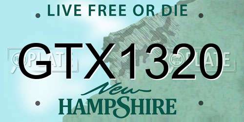GTX1320 New Hampshire License Plate