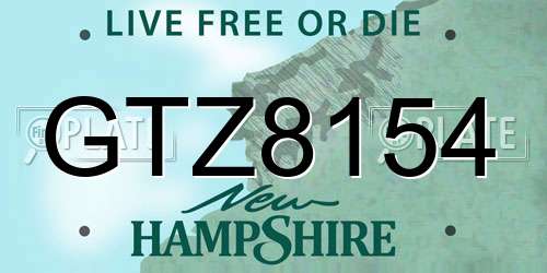 GTZ8154 New Hampshire License Plate