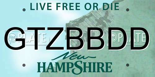GTZBBDD New Hampshire License Plate