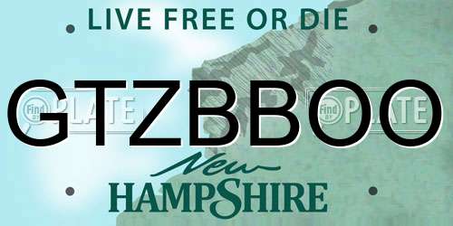 GTZBBOO New Hampshire License Plate