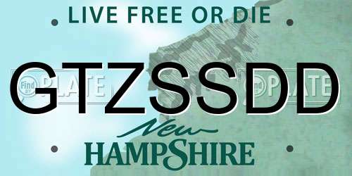 GTZSSDD New Hampshire License Plate