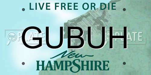 GUBUH New Hampshire License Plate