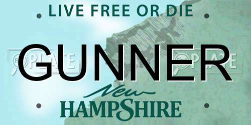 GUNNER New Hampshire License Plate
