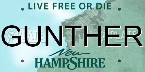 GUNTHER New Hampshire License Plate