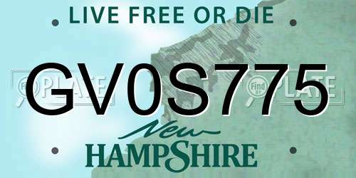 GV0S775 New Hampshire License Plate