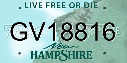 GV18816 New Hampshire License Plate