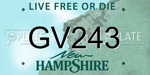 GV243 New Hampshire License Plate