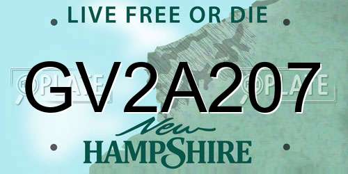 GV2A207 New Hampshire License Plate