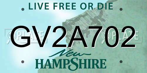 GV2A702 New Hampshire License Plate