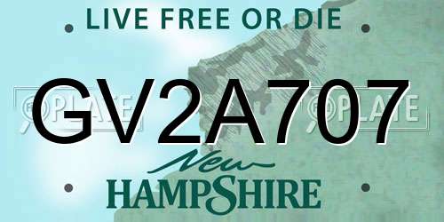GV2A707 New Hampshire License Plate