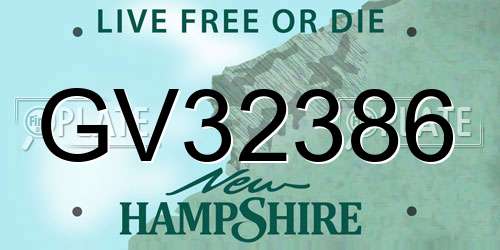 GV32386 New Hampshire License Plate