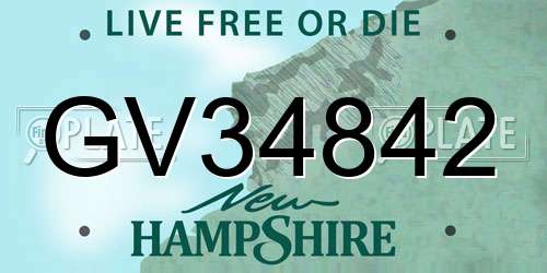GV34842 New Hampshire License Plate