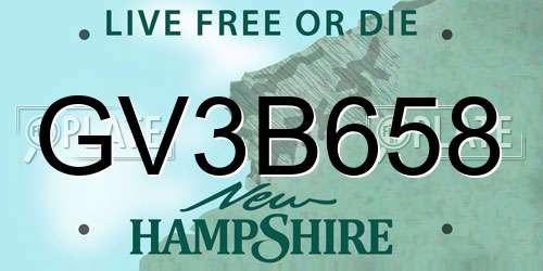 GV3B658 New Hampshire License Plate