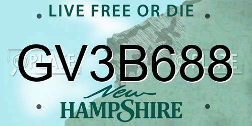 GV3B688 New Hampshire License Plate