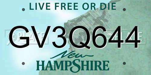 GV3Q644 New Hampshire License Plate
