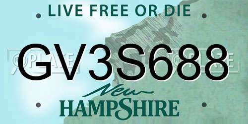 GV3S688 New Hampshire License Plate