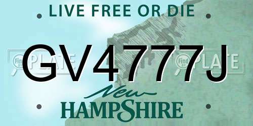 GV4777J New Hampshire License Plate