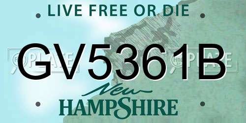 GV5361B New Hampshire License Plate