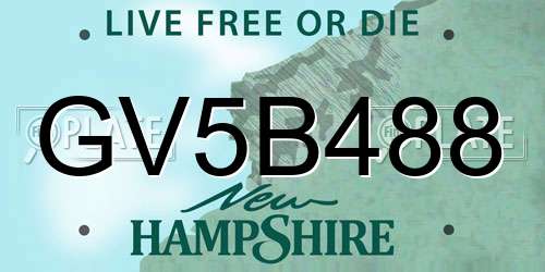 GV5B488 New Hampshire License Plate