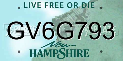 GV6G793 New Hampshire License Plate
