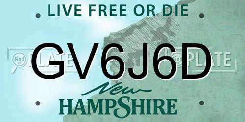 GV6J6D New Hampshire License Plate
