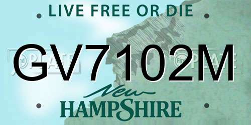 GV7102M New Hampshire License Plate