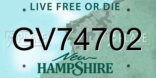 GV74702 New Hampshire License Plate