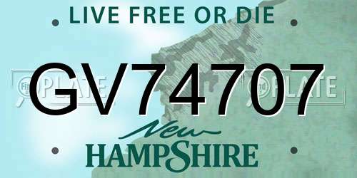 GV74707 New Hampshire License Plate