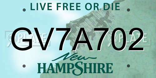 GV7A702 New Hampshire License Plate